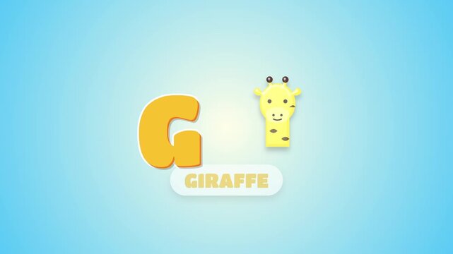 Letter G Alphabet Animation With Giraffe Head Icon for Kids Learning