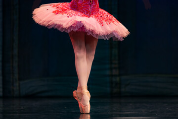 Closeup of ballerinas dancing on stage. © Ruslan
