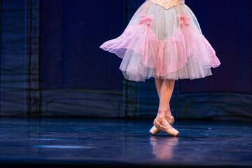 Closeup of ballerinas dancing on stage. © Ruslan