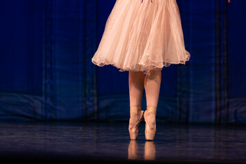 Closeup of ballerinas dancing on stage. © Ruslan