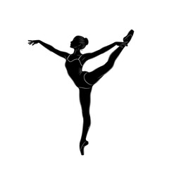 Obraz premium Silhouette of female ballet dancer posing Isolated On Transparent Background.