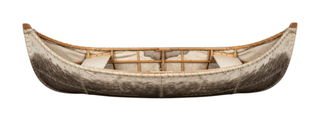 Traditional hide canoe, an ancient watercraft crafted with natural materials and intricate stitching, represents a rich cultural heritage and historical ingenuity.