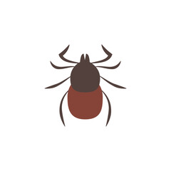 Dangerous Tick Vector Icon - Encephalitis Parasite Silhouette Isolated