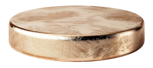 This cut out element shows a gold podium with a brushed metallic finish. It is suitable for displays or presentations in various settings. The transparent background enhances focus on the podium