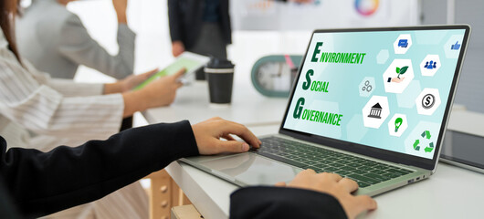 ESG environmental social governance policy for modish business to set a standard to achieve high...