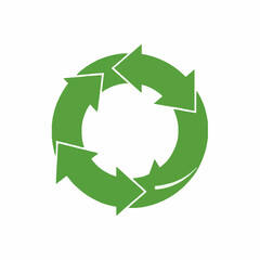 Obraz premium Infinity recycling arrows vector icon in green for circular economy concept
