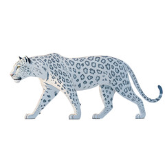 3D Illustration, Minimalistic Jaguar walking, isolated on a transparent background