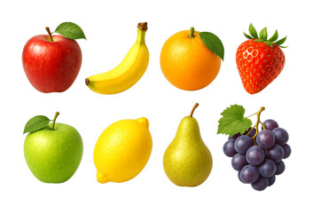 Various fresh ripe colorful fruits arranged in a vibrant collection, showcasing healthy eating, natural sweetness, and essential vitamins for a balanced diet.