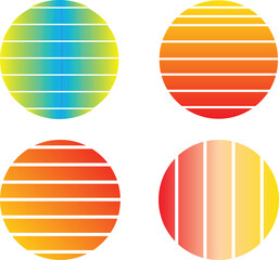 Four Circular Gradient Backgrounds with Horizontal and Vertical Stripes