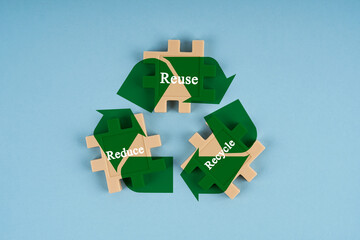 Jigsaw puzzle and text Reuse Reduce Recycle waste management hierarchy