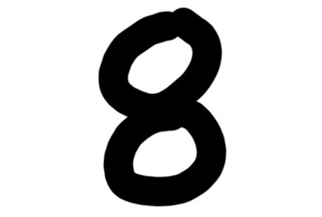 Obraz premium Large black number eight on white background
