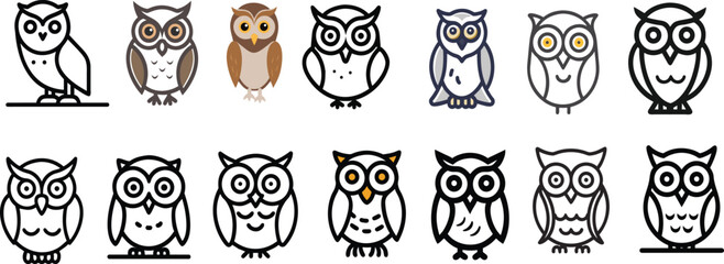 owl vector design with black silhouette and white background
