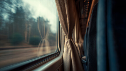 Night Journey Through Blurred Scenery, Reflective Moment As Dusk Settles During Travel At Night