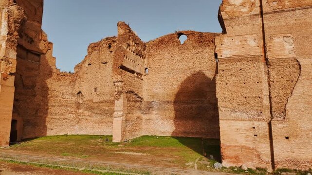 The ruins of the Baths of Caracalla, Rome, Italy, dating back to 212 AD, under the emperors Septimius Severus and Caracalla