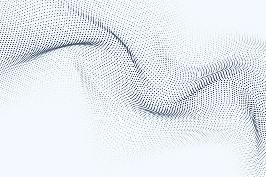 Intertwined double wave of blue particles symbolizing synergy and dual data streams on bright background for high tech communication concept vector