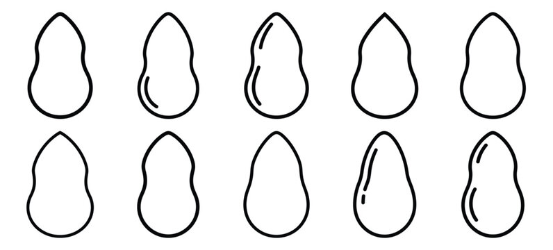 Skincare makeup sponge editable stroke outline icons set isolated on white background flat vector illustration.