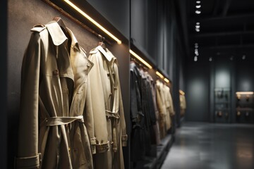 Stylish coats are displayed in a modern store showcasing the latest fashion trends in a chic retail space