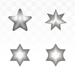 Silver 3D Shiny Star Icons Set for Achievement and Rating