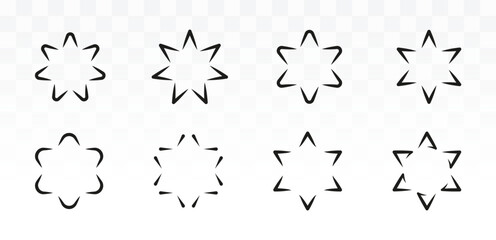 Set of Minimalist Hexagram Star Editable Stroke Icons