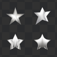 Silver 3D Stars Collection for Awards and Ratings