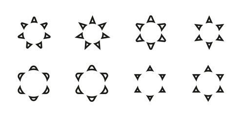 Minimalist Black Outline Sun Star Icons Set Editable Strokes