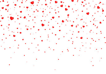 Valentine heart confetti, romantic love decoration. Red wedding card, elegant holiday background design.