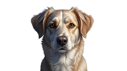 Fototapeta premium Brown and white dog with expressive eyes isolated on a transparent background