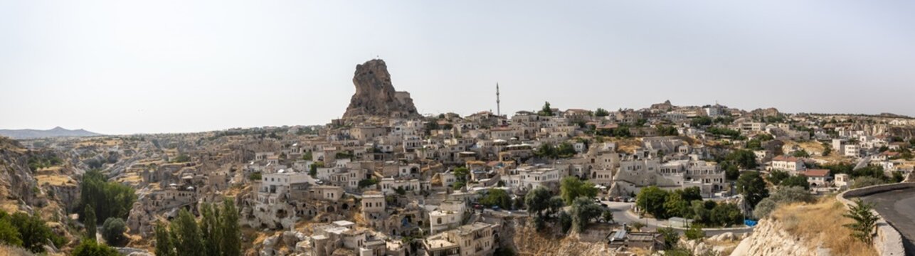 A panoramic view of Ortahisar and Ortahisar Castle, Turkiye