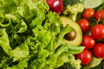 Fresh healthy vegetables creating nutritious salad ingredients