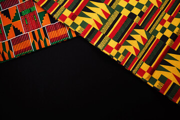 Kente cloth fabrics showing african heritage and culture