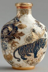 Modern decorative vases with gold leaf artwork high resolution picture