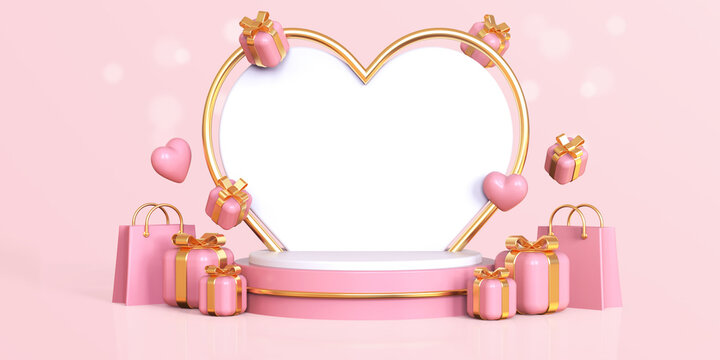 Elegant wedding rings with a pink ribbon and floral heart design on a white background create a vintage vector illustration for a romantic invitation card or Valentine greeting banner - Powered by Adobe