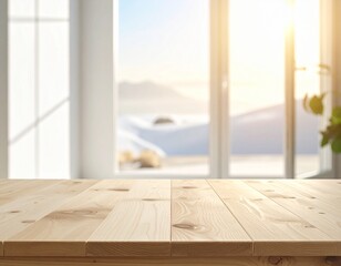 empty room with wooden table
