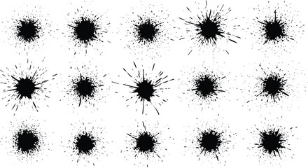 Collection of black ink splatters on