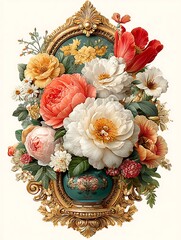 Stunning bouquet of colorful flowers and leaves high resolution picture