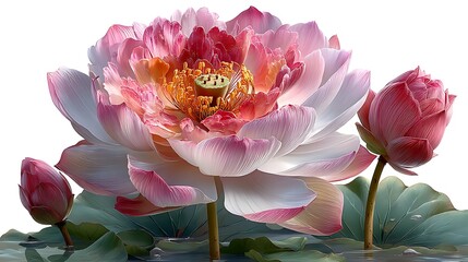 Stunning closeup of colorful lotus petals and center high resolution picture