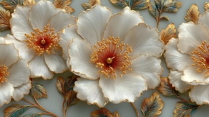 Stunning luxury flower artwork featuring gold highlights high resolution picture