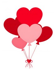 Heart shaped balloons bundle isolated on white background