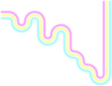 Irregular zigzag wave structure softened by rounded neon lines