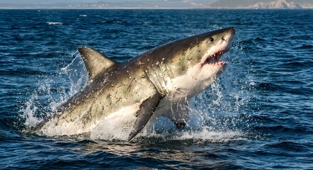 Fototapeta premium Shark Breaking Water Surface