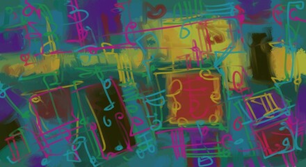 Abstract image for printing. Picture for modern interiors. The picture is painted by hand on a tablet. © neurostructure