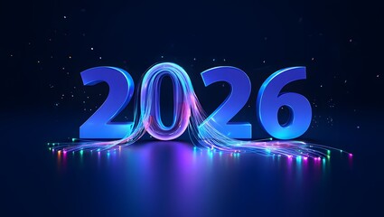 Creative 2026 New Year design template with a fiber optic cable.