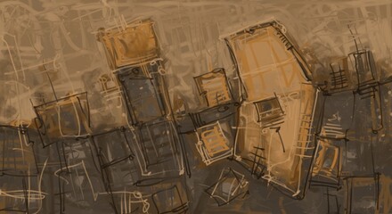 Abstract image for printing. Picture for modern interiors. The picture is painted by hand on a tablet. © neurostructure