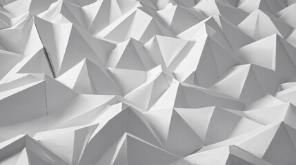 Obraz premium Abstract white geometric paper art background. Sharp low poly triangle pattern.