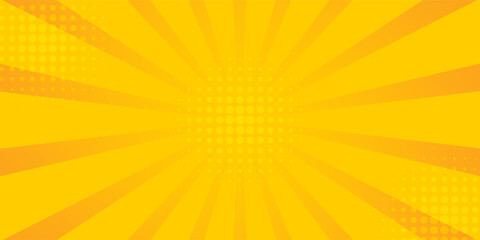 Pop art yellow comic book cartoon magazine cover. Cartoon cute retro Strip pattern mock up. Vector halftone illustration. Vintage background for comic superhero text, speech bubble, message.