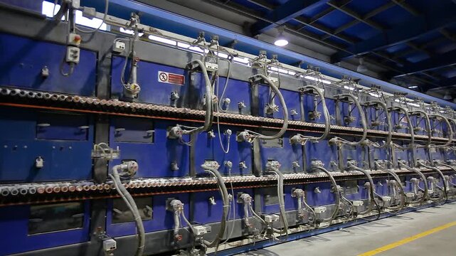 Modern roller kiln (tunnel furnace) for firing ceramic tiles and porcelain tiles. Ceramic Tile Making. Industrial drying for ceramics. Industrial kilns for Ceramic Tiles.