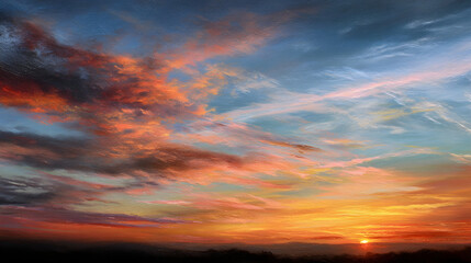 Fototapeta premium Soft pastel sunset sky with small sun and no elements 