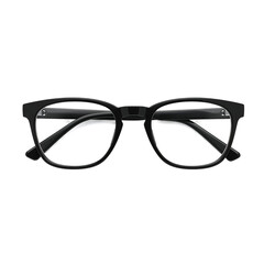 Black Square Glasses With Clear Lenses on a Plain Background for Optical Use