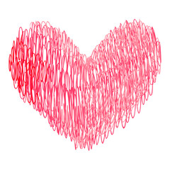 Doodle vector heart. Love symbol, hand painted colorful heart shape