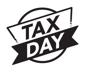 Tax Day Stamp with Ribbon on White Background